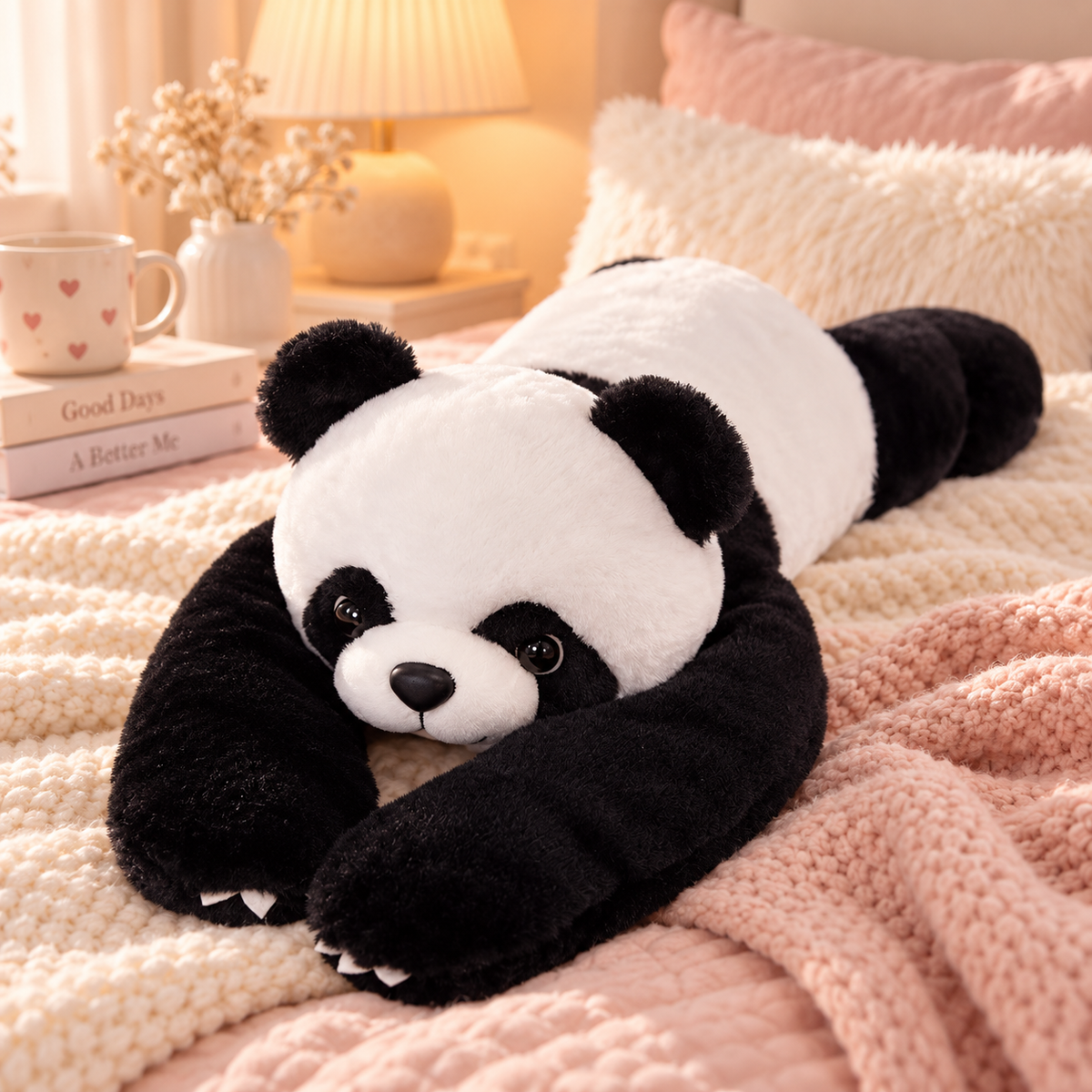 Peluche lestée Panda noir et blanc — modèle 800 g et 60 cm